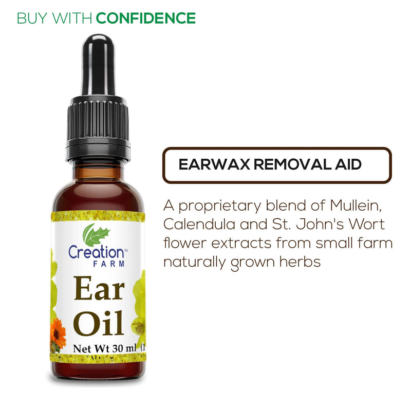 [Australia] - Ear Oil Drops Herbal Relief for Earwax Removal, Earache Soothing, Itchy Irritated, Clogged or Dry Ears by Creation Farm Made in USA 
