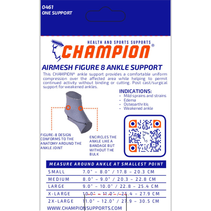 [Australia] - Champion Ankle Brace, Figure 8 Straps, Adjustable Support, Airmesh Fabric, Grey, Small 