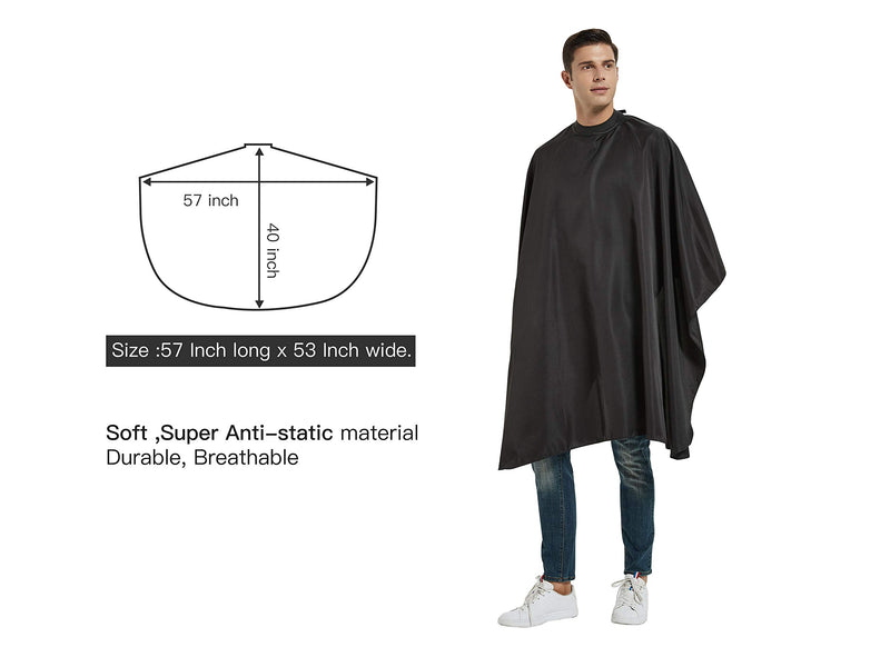 [Australia] - Salon Hair Cutting Cape with Rubber Neck Collar, Professional Anti-static Barber Cape for Shampoo, Haircut and Styling-Black-53 x 57 inches Black with Rubber Cutting Collar 