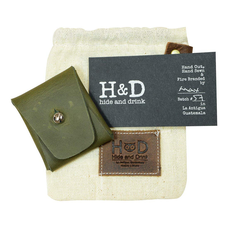 [Australia] - Hide & Drink, Leather Minimalist Coin Pouch, Headphone Case, SD Card Holder, Wallet and Cash Organizer, Handmade :: Dark Jade 