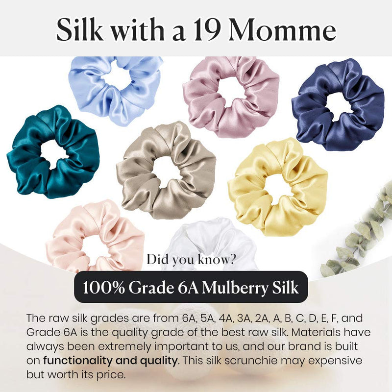 [Australia] - LILYSILK Silk Hair Scrunchies for Frizz Prevention, 100% Mulberry Silk Hair Ties for Breakage Prevention, Elastic ponytail Holders(Black, 2Pcs) Black 2pcs 