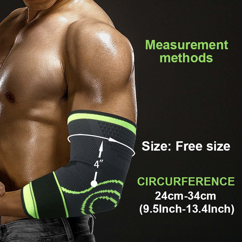 [Australia] - TOOWOOT Elbow Brace Compression Sleeve for Tendonitis, Tennis Elbow Brace for Men, Golfer Elbow Treatment, Elastic Elbow Guard Sleeve With Strap ( Free Size) 