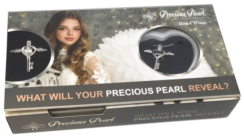 [Australia] - Northern Response Presents Precious Pearl by My Inspirations, Cultured Pearl in Oyster Necklace Kit Pendant with Rhodium Plated Chain 20 Inch Angel Wings 