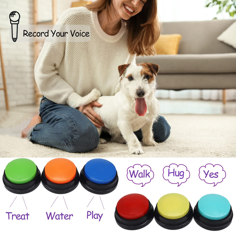 [Australia] - Voice Recording Button, Dog Buttons for Communication Pet Training Buzzer, 20 Second Record & Playback, Funny Gift for Study Office Home, 6 Packs 