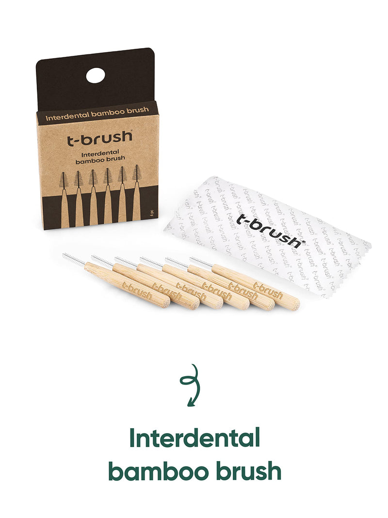 [Australia] - t-brush Interdental Bamboo Brushes 6pcs | Thin Metal Wire 0.05 cm Suitable for Narrow Gaps | Wrapped in Craft Paper 