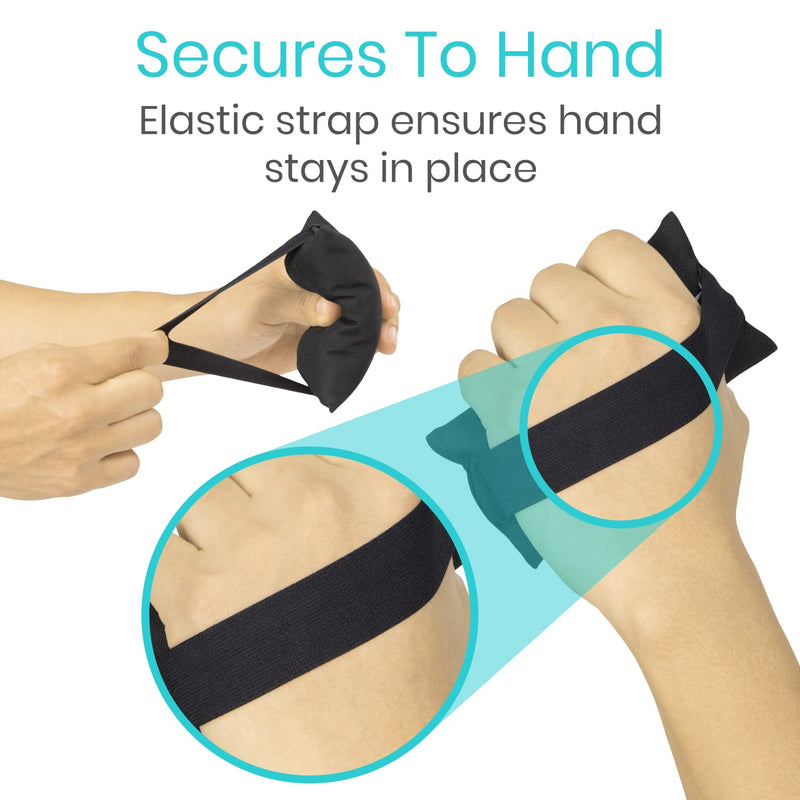 [Australia] - Vive Palm Grip Protector (3 Pack) - Hand and Finger Contracture Cushions - for Arthritis, Skin Breakdown, Exercise Strength - Comfortable Elastic Band Sized for Men and Women - Stroke Patient Rehab Black 