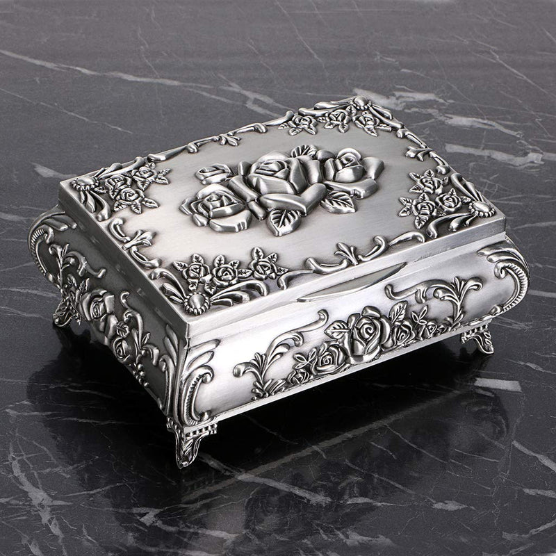 [Australia] - Hipiwe Vintage Metal Jewelry Box Small Trinket Jewelry Storage Box for Rings Earrings Necklace Treasure Chest Organizer Antique Jewelry Keepsake Gift Box Case for Girl Women (Medium) Medium 