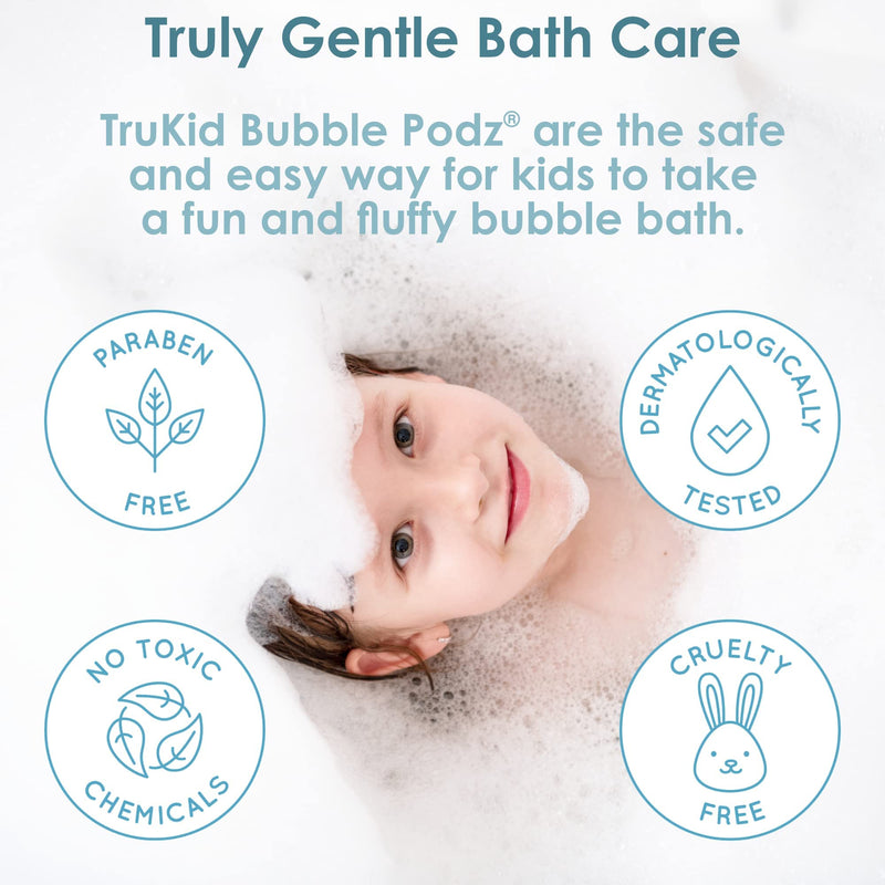 [Australia] - TruKid Soothing Skin (Eczema) Bubble Podz for Baby & Kids, Calming Bubble Bath for Sensitive & Soft Skin, pH Balanced for Eye Sensitivity, Wellness Bubble Bath for Sensitive & Dry Skin, Enriched with Colloidal Oatmeal, and Alantoin, Eases Itchy Skin, U... 