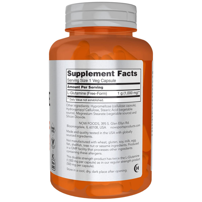 [Australia] - NOW Sports Nutrition, L-Glutamine, Double Strength 1,000 mg, Amino Acid, 120 Veg Capsules 