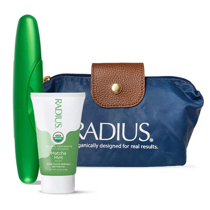 [Australia] - RADIUS Deluxe Toiletry Case Gift Set (Organic Matcha Mint Toothpaste, 0.8oz, Floss Travel Sachets, Soap Case, Razor Case, Toothpaste Case, Travel Bag), 1 count 