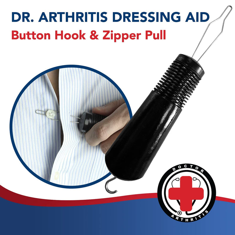 [Australia] - Button Hook & Zipper Pull, Assist, Helper Device, Dress Clothes Tool, Button Shirts Aid, One Hand, Disability, Handicapped and Seniors by Dr. Arthritis 