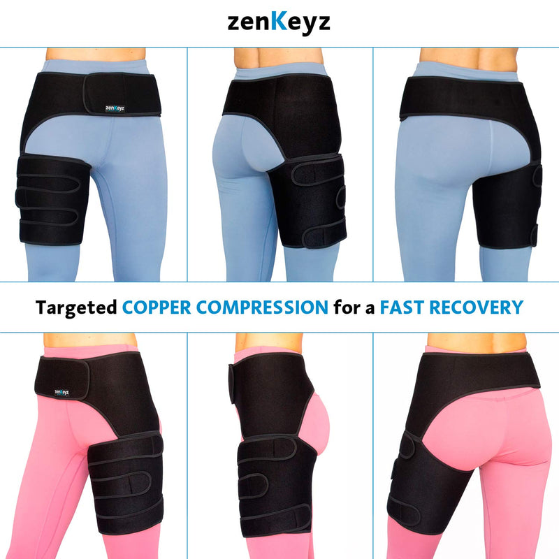 [Australia] - Copper Compression Hip Brace Sciatica - Groin Wrap for Pain Relief Thigh Compression Sleeve - Support for Hip Flexor Arthritis for Pulled Muscles-Sciatica Nerve Brace Injury for Men and Women (Right Leg) Copper infused - RIGHT leg 