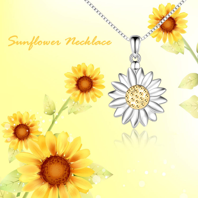 [Australia] - Sterling Silver Sunflower Locket Necklace You Are My Sunshine Engraved Pendant Necklaces Anniversary Jewelry for Her Asymmetrical Photo Locket Silver 