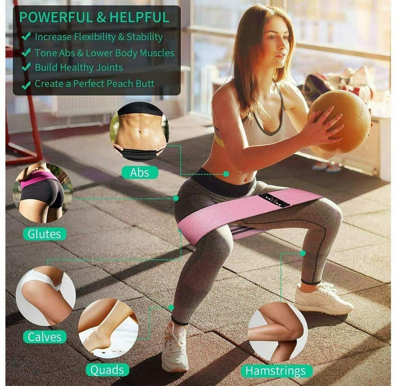 [Australia] - HMH Sports Resistance Bands, Fabric Exercise Bands 3 Resistance Level Workout Booty Bands For Hips & Glutes, Home Fitness, Yoga, Pilates Resistance Bands 