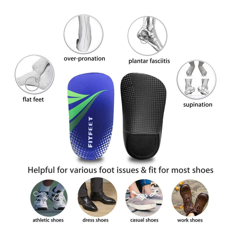 [Australia] - FitFeet High Arch Support Insoles，3/4 Length Orthotic Foot Inserts for Over-Pronation Plantar Fasciitis Flat Feet Heel Pain Relief Shoe Inserts for Running Sports Men and Women, L L(Men's 11-13.5, Women's12-14.5) 