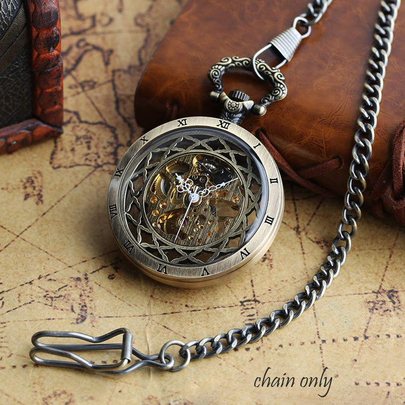 [Australia] - Finov 14.5" Antique Bronze Alloy Pocket Watch Chain Set of 2 