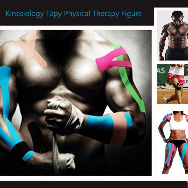 [Australia] - Kinesiology Theraeputic Tape Physio for Athletic Sports Recovery Pain Relieve Strong Adhesion Waterproof Original Cotton Uncut 2 Inch x 16.4 Feet 1 Beige/2 black 