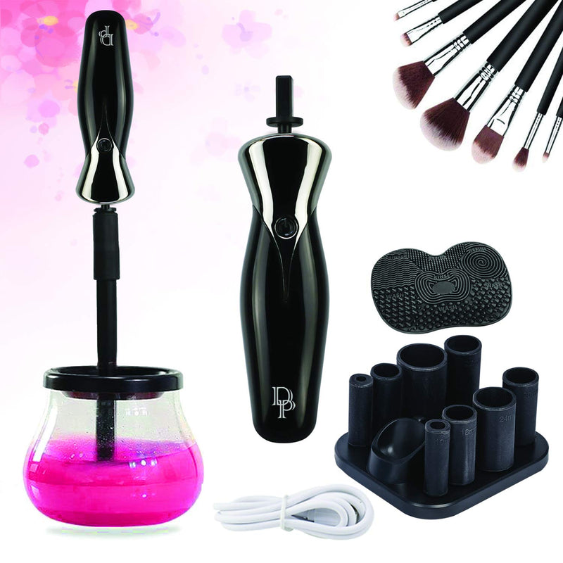 [Australia] - DP Beauty Line Electric Makeup Brush Cleaner & Dryer Set, Keep Your Brushes Clean and Dry, 8 Collars Sizes, 2 Speeds, USB Rechargeable and Portable 