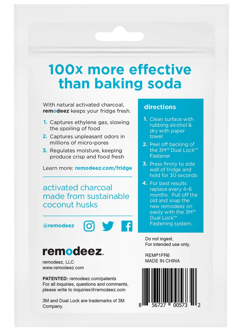 [Australia] - remodeez Refrigerator Deodorizer and Odor Eliminator, Nontoxic Coconut, Activated Charcoal, Natural Air Fresheners, Moisture & Odor Absorber for Fridge (Green) Fridge Deodorizer 