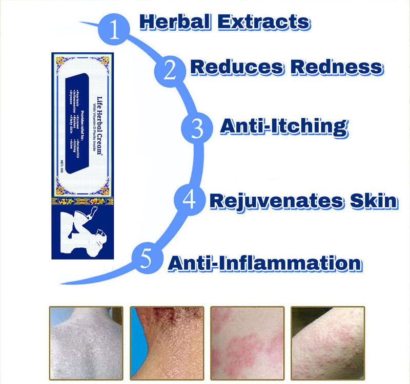[Australia] - Life Herbal Cream with Vitamin D Packs Skin Relief Itch Inflammation Ointment Rashes 