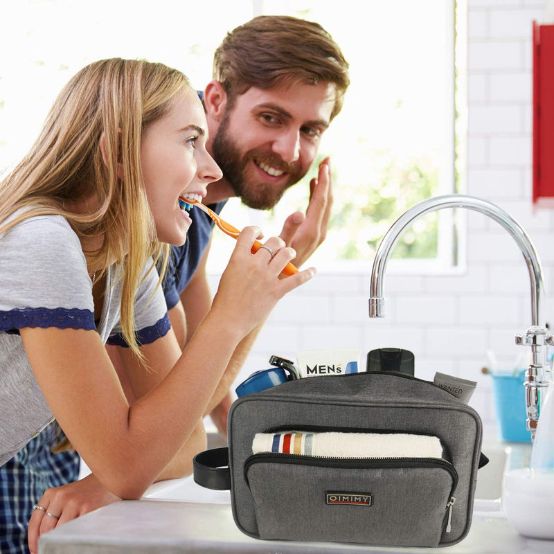 [Australia] - Mens Wash Bag Toiletry Bag Travel Dopp Kit Shaving Shower Bathroom Bag Waterproof Toiletries Cosmetic Makeup Organizer Women Girl with 3 Compartments Gray 