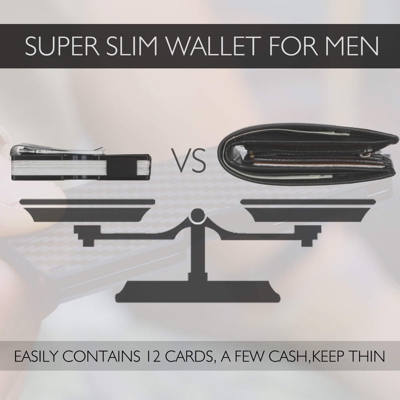 [Australia] - Slim Wallet for Men RFID Blocking Aluminum Wallet Carbon Fiber Card Case Metal Wallet Minimalist Front Pocket Card Holder Army Green 