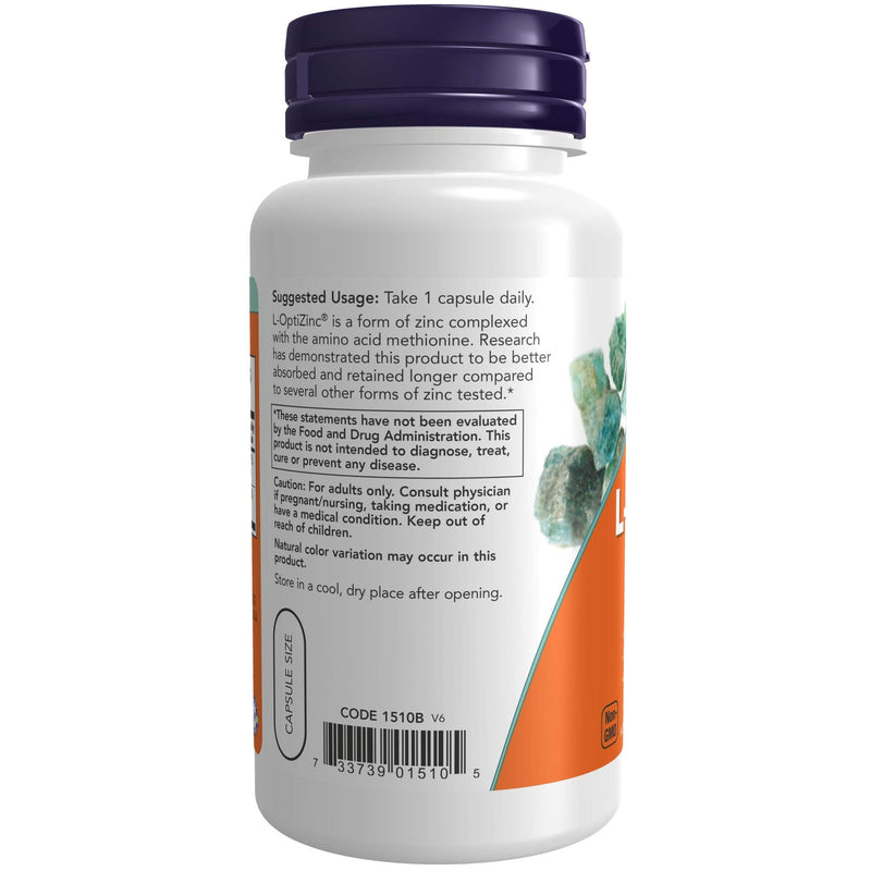 [Australia] - NOW Supplements, L-OptiZinc® 30 mg with Copper, Highly Bioavailable Form, Immune Support*, 100 Veg Capsules 100 Count (Pack of 1) 