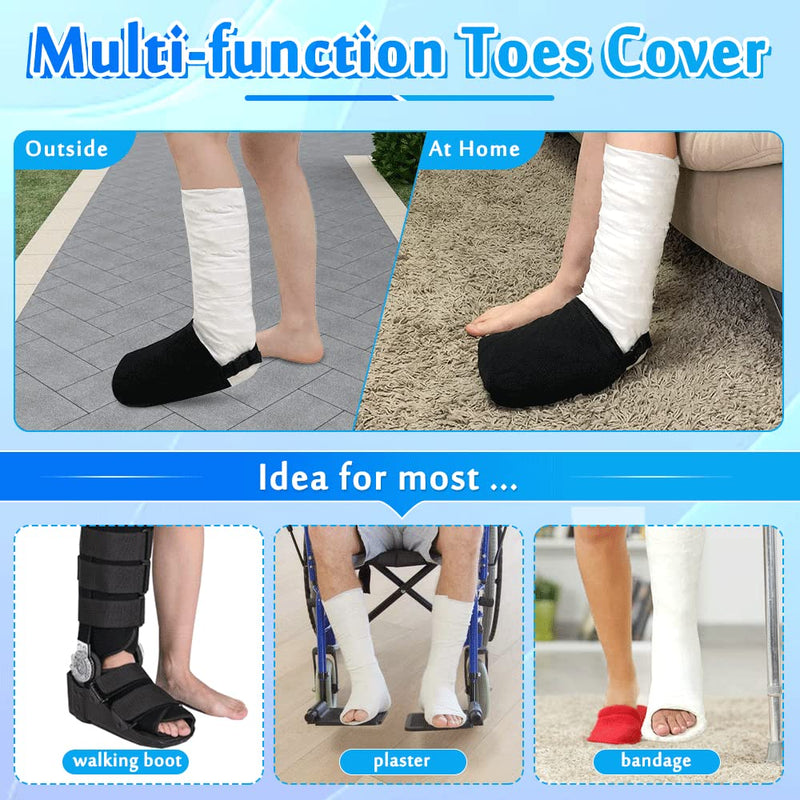 [Australia] - Cast Sock Toe Cover Soft for Foot Warmer Socks Walking Boot Broken Toe Ankle Orthotic Sock Protector Accessories After Surgery Orthopedic Boot Sock Leg Cast Covers (1 PCS) Black 