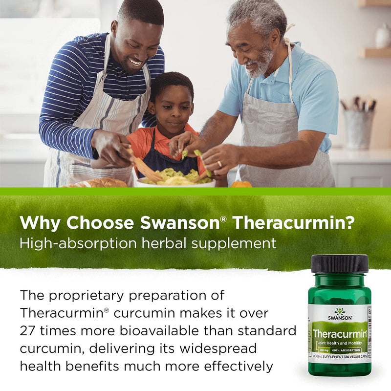 [Australia] - Swanson Theracurmin - Herbal Supplement Supporting Joint Health & Mobility - Natural Wellness Formula for High Absorption - (30 Capsules, 100mg Each) 