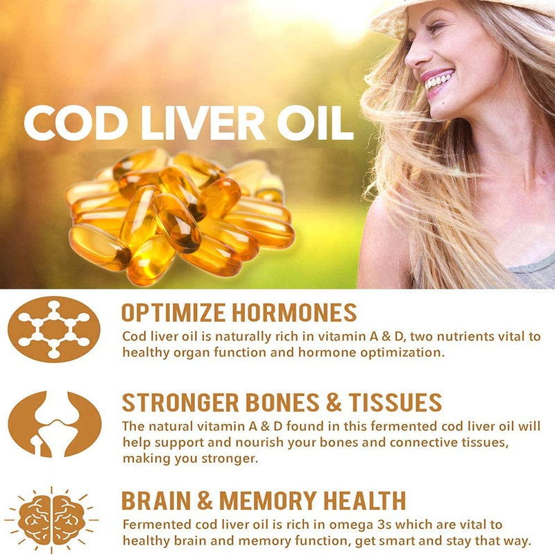 [Australia] - Cod Liver Oil Capsules 1000mg x 360 - High Strength - Omega 3 Fatty Acids Vitamin A & D - EPA (Eicosapentaenoic Acid) & DHA (Docosahexaenoic Acid) 360 Count (Pack of 1) 