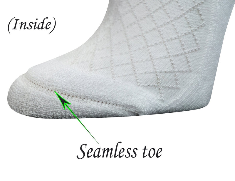 [Australia] - Yomandamor 5 Pairs Women's Cotton Ankle Breathable Mesh Diabetic Socks with Seamless Toe,L Size … 5 Pairs White 9-11 