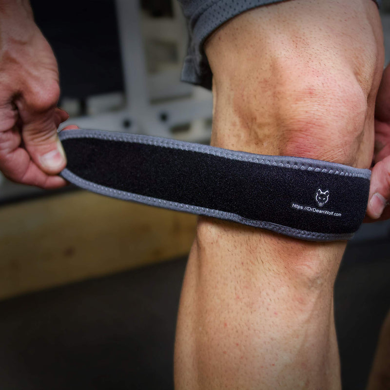 [Australia] - Dr. Wolf Knee Strap for Patellar Tendon Support – Pain Relief Band for Jumper’s Knee, Basketball, Running, Tendonitis, Patellofemoral, Chondromalacia - Adjustable Neoprene Brace (Black) Black 