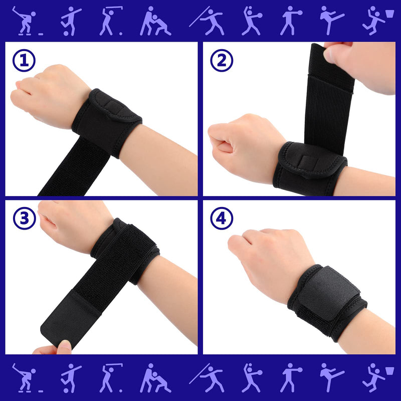 [Australia] - 4 Pieces Wrist Wrap Adjustable Wrist Brace Splint Support Wrist Strap Carpal Tunnel Wrist Brace Right and Left Hands Wrist Guard for Men and Women Sports Weightlifting, 16.5 x 3.1 Inches 