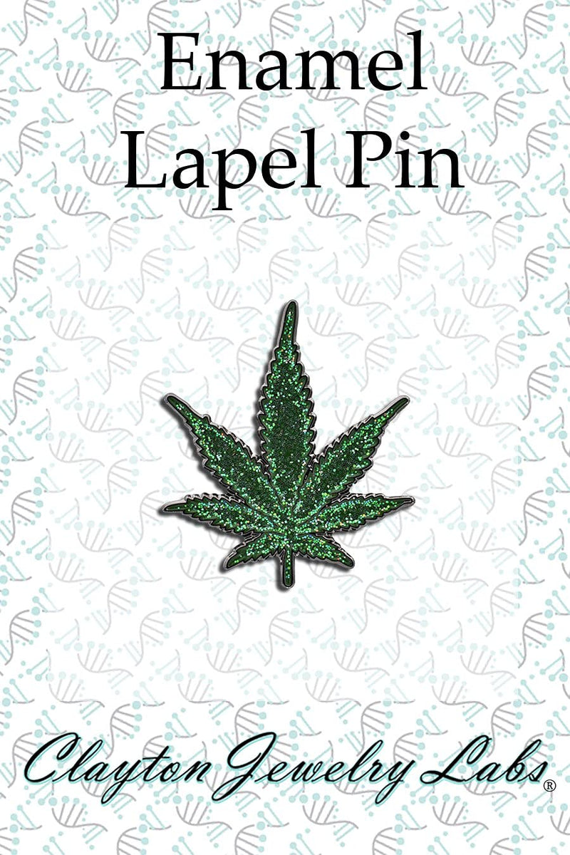 [Australia] - Clayton Jewelry Labs - Marijuana Weed Leaf Glitter Enamel Lapel Pin Black Glitter 