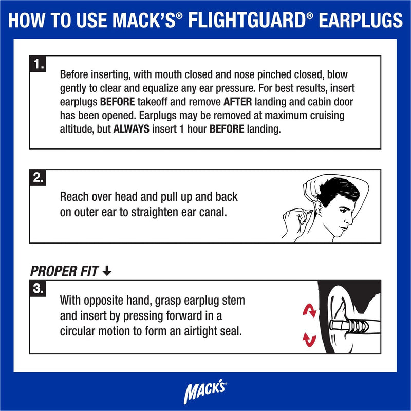 [Australia] - Mack’s Flightguard Airplane Pressure Relief Earplugs – 26dB NRR – Comfortable, Safe, Travel Ear Plugs 