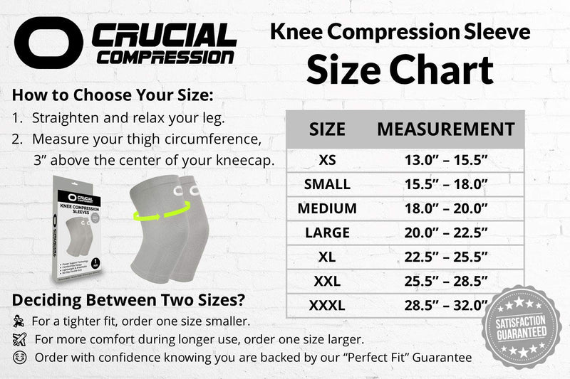 [Australia] - Crucial Compression Knee Sleeve (1 Pair) - Best Knee Braces for Knee Pain for Men & Women - Non-Slip Knee Support for Running, Weightlifting, Basketball, Gym, Workout, Sports X-Large (22.5-25.5") Measure 3" Above Kneecap Gray 