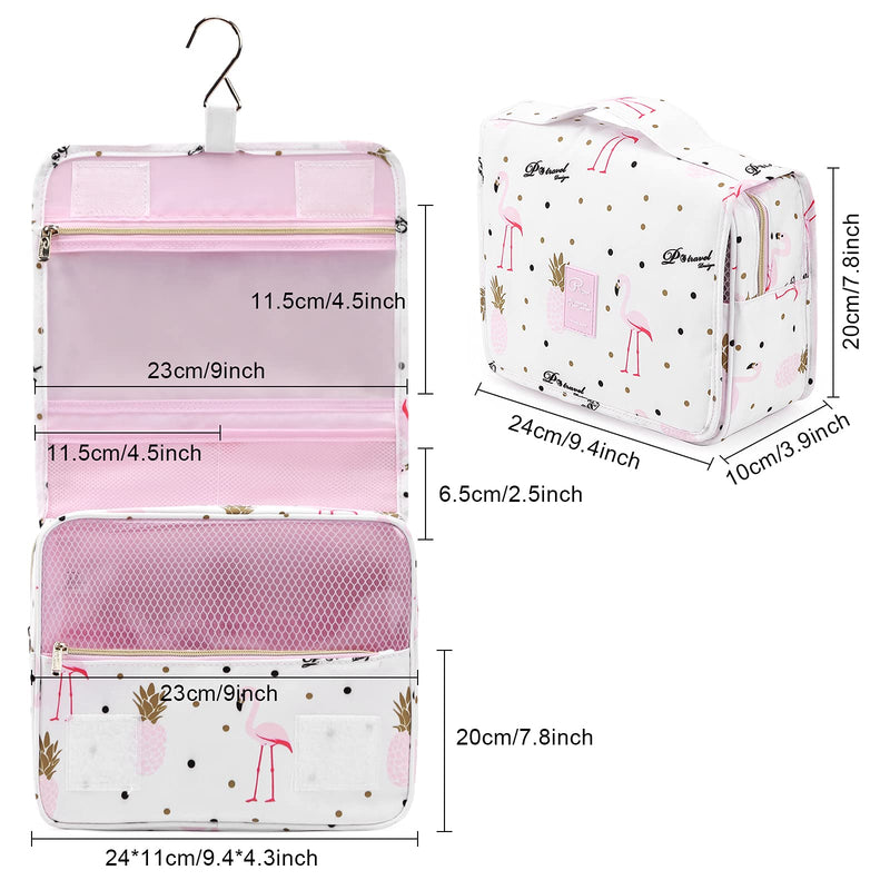 [Australia] - Hanging Toiletry Bag for Women, Lychii Cosmetic Bag, Toiletries Travel Organizer - Flamingo Printed C 