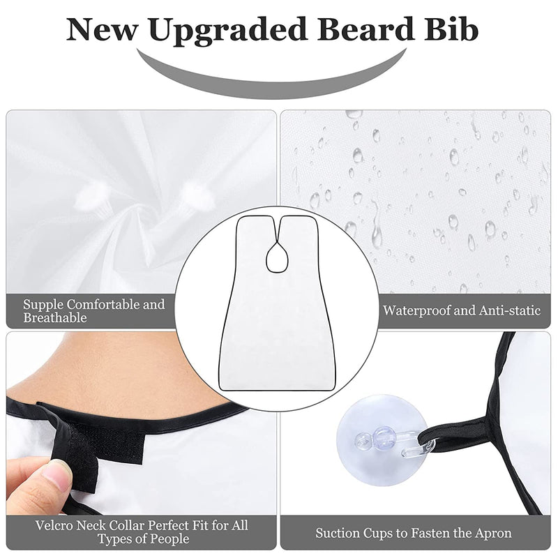 [Australia] - Shaving Bib Beard Bib Apron Beard Shaping Tool Beard Hair Clippings Catcher Trimming Accessories with Suction Cups Hair Nylon Beard Trimming Perfect Grooming Gift for Men Father Husband 