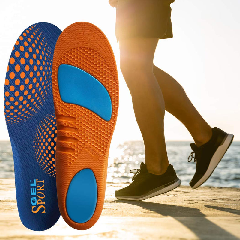 [Australia] - JobSite Gel Sport Insoles - Gel Heel & Metatarsal Shock Pad - US Men 8-13 (Trim to Fit) Mens 8-13 