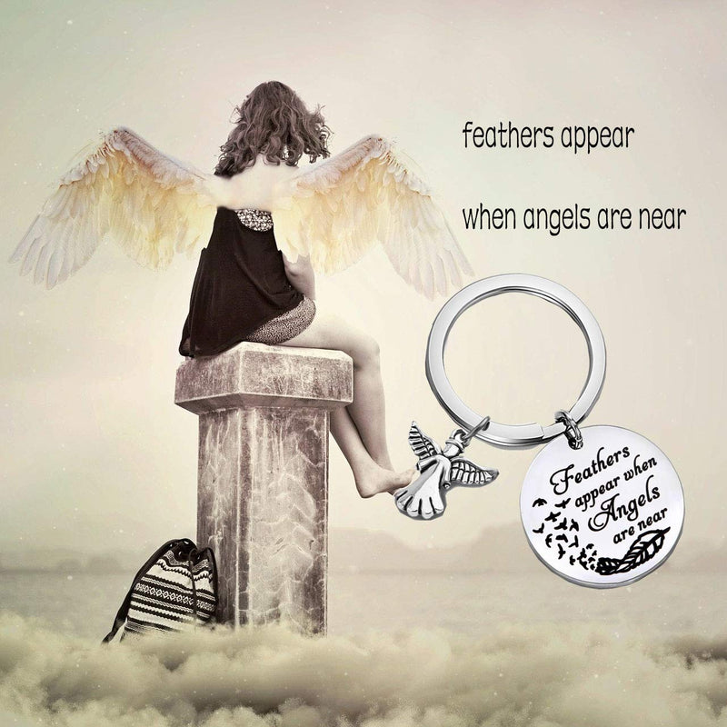 [Australia] - Memorial Keyring Sympathy Gift Feathers Appear When Angels are Near in Memory of Loved One Loss Jewelry Remembrance Gift Remembrance Keychain 