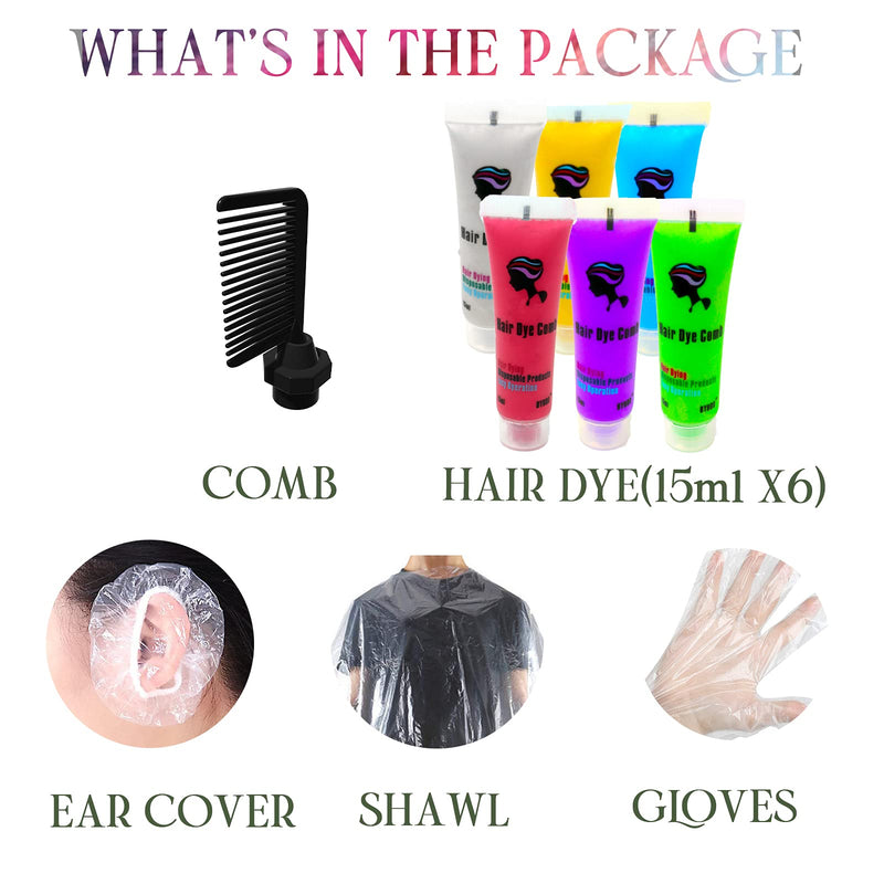 [Australia] - Byhoo Hair dye for Dark Hair, Temporary Hair Colour Comb for GIrl & Women. Great Gift on Birthday Halloween Christmas Cosplay Party, Easy Washable and Safety Hair Chalk Comb( 6 Bright Colour) 