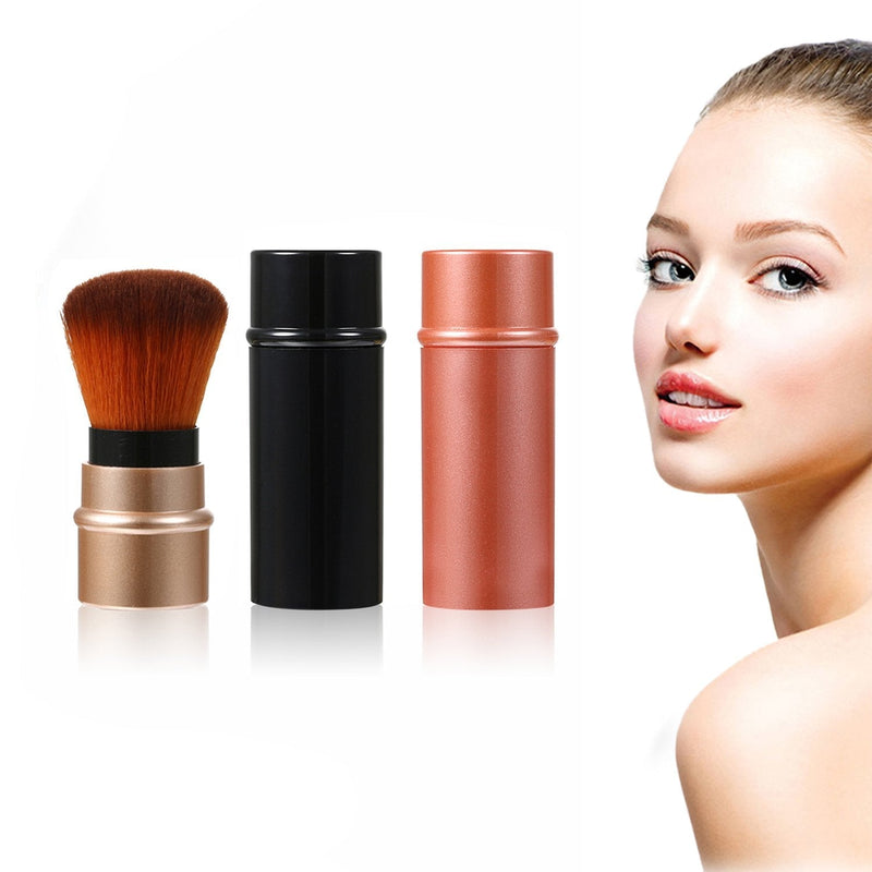 [Australia] - Vtrem Kabuki Foundation Brush Retractable 3 Colors Red Black Brown Professional Travel Brushes Blush Small & Soft Makeup Tool for Mineral Powder, Contouring, Cream Red/Black/Brown Retractable Blush Brush *3 