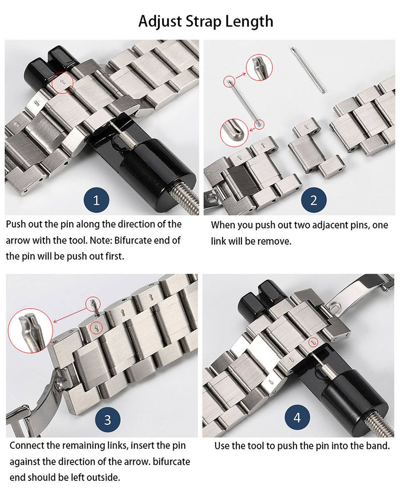 [Australia] - Berfine Quick Release Watch Strap,16mm 18mm 20mm 22mm 24mm Premium Solid Stainless Steel Watch Band Replacement Black 