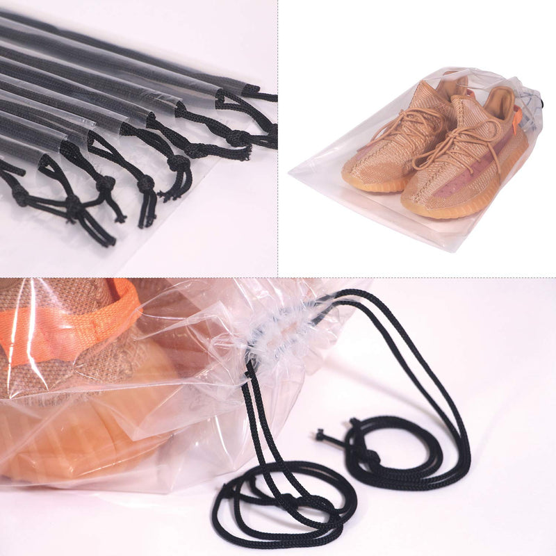 [Australia] - DIOMMELL Set of 24 Transparent Shoe Bags for Travel Large Clear Shoes Storage Organizers Pouch with Rope for Men and Women 