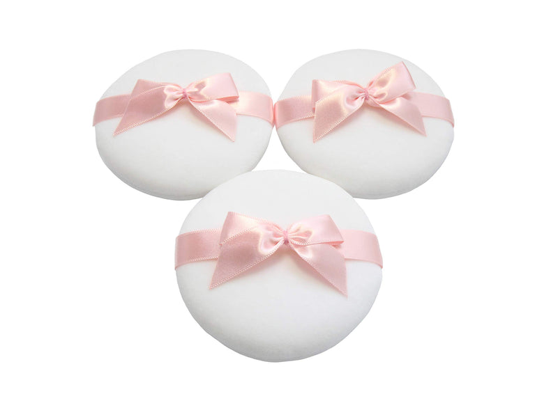 [Australia] - WITCOE 3pcs 3.8 Inch Large Powder Puff, Microfiber Washable Puff with Bow Tie for Body Powder, Loose Powder, Cosmetic Makeup 