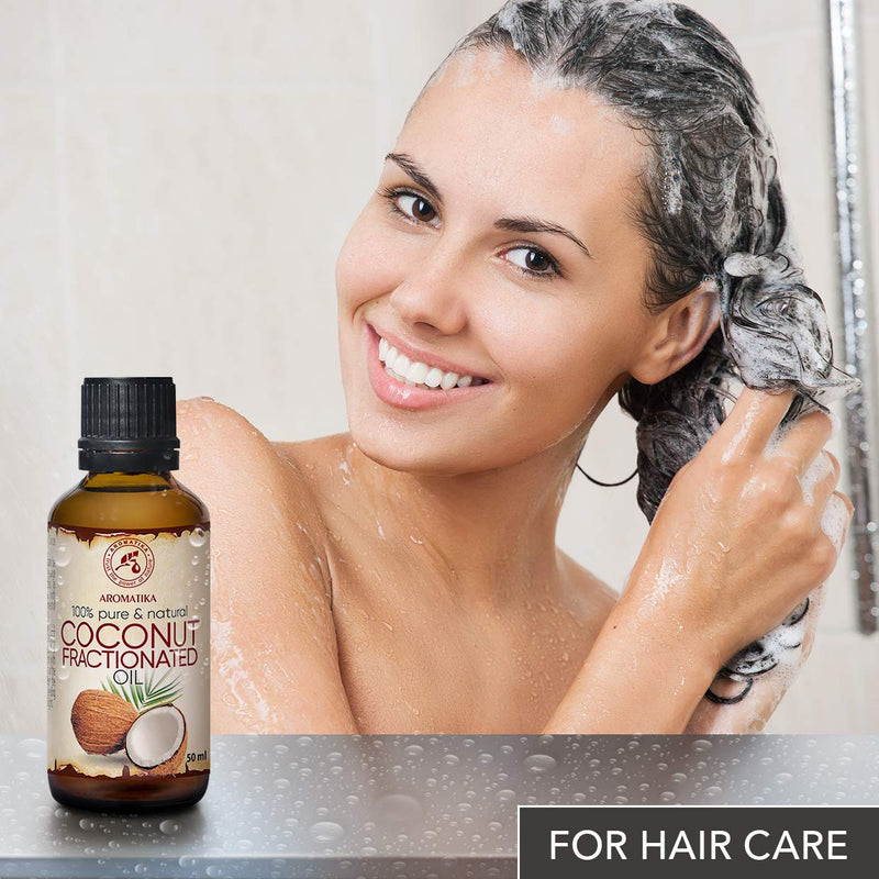 [Australia] - Coconut Oil 50ml - Cocos Nucifera Oil - Germany - 100% Pure & Natural Fractionated Coconut Oils Odourless - Best Benefits for Hair - Skin - Body - used for Massage - Glass Bottle 