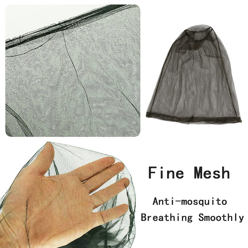 [Australia] - Midge Head Net Face Net Mesh With Drawstring Pocket Nylon Mosquito Head Net for Outdoor Hiking Camping Climbing Fishing and Walking 