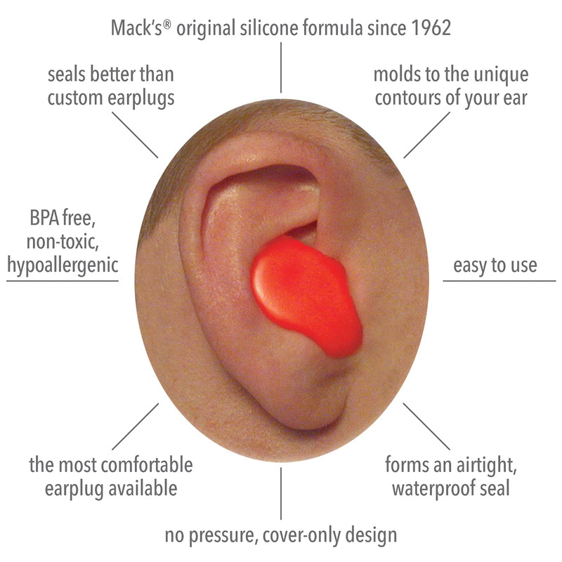 [Australia] - Mack's Snore Mufflers Silicone Putty Ear Plugs, 6 Pair - Comfortable, Moldable Silicone Ear Plugs for Sleeping, Snoring, Loud Noise & Traveling 