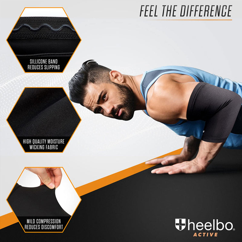 [Australia] - Heelbo Elbow Sleeve and Elbow Compression Sleeve with Copper Infused Fibers and Breathable Fabric for Tendonitis, Golfers Weight Lifting, Tennis Elbow or Arthritis for Men and Women, Black, Large Large (Pack of 1) 
