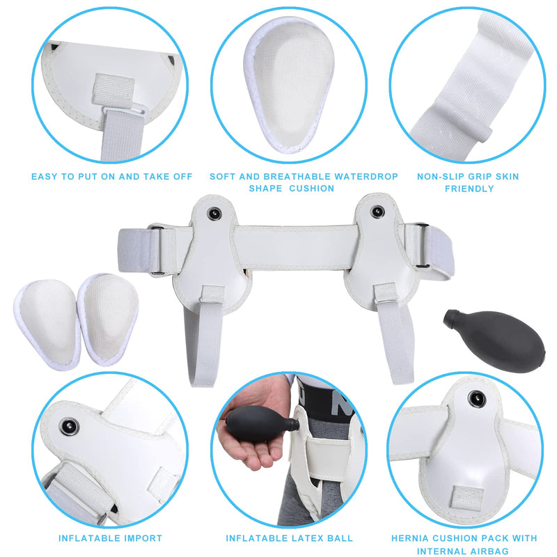 [Australia] - YongZan Inflated hernia belt, Inguinal Hernia Belt for Men and Women, Hernia Support Truss for Single/Double, Adjustable Waist Strap with a Waterdrop Shape Removable Cushion, Comfortable Materital. (M) Inflated hernia belt M 